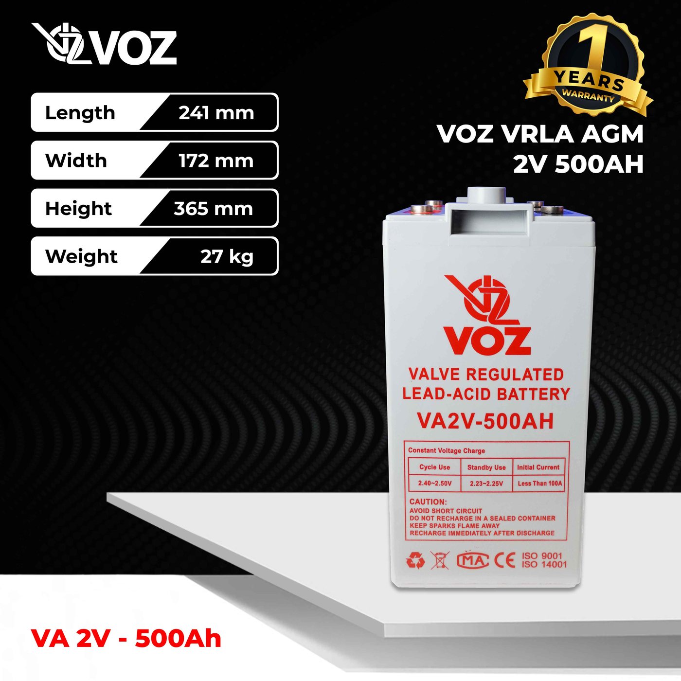Voz Baterai VRLA 2V 500 Ah| Baterai UPS | Baterai Solar Cell 2
