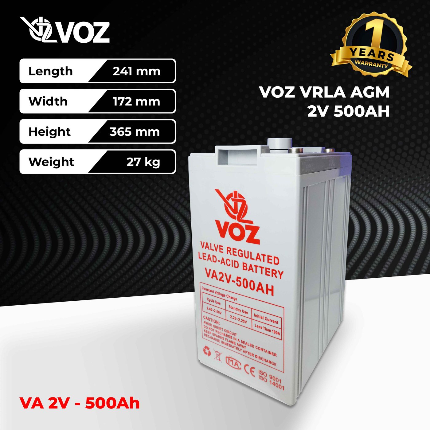 Voz Baterai VRLA 2V 500 Ah| Baterai UPS | Baterai Solar Cell 3