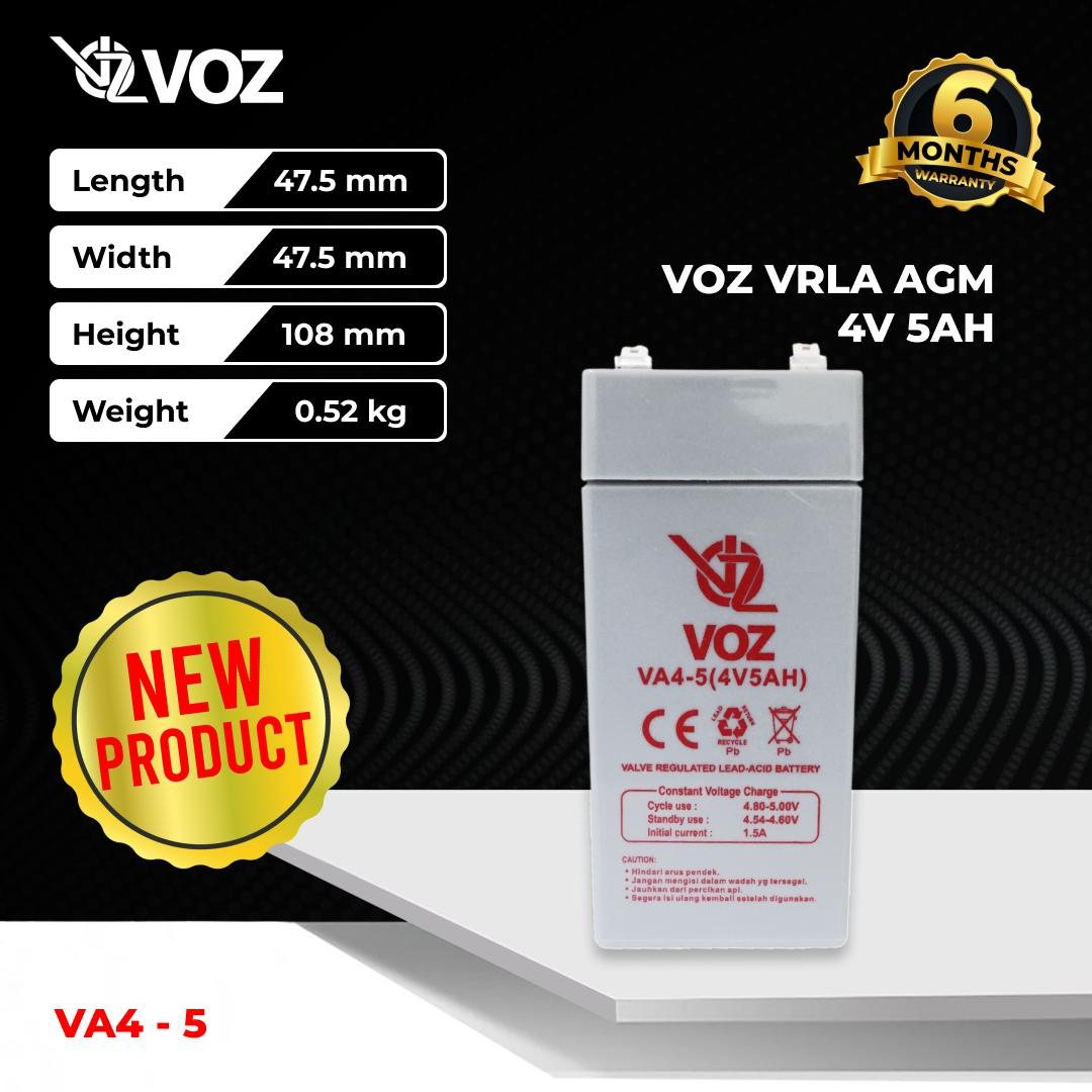 Voz Baterai VRLA 4V 5 Ah | Baterai Timbangan Digital | Baterai VRLA 4V 5AH 4
