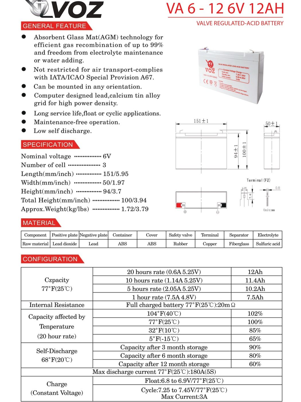 Voz Baterai VRLA 6V 12 Ah | Baterai Mainan Aki 4