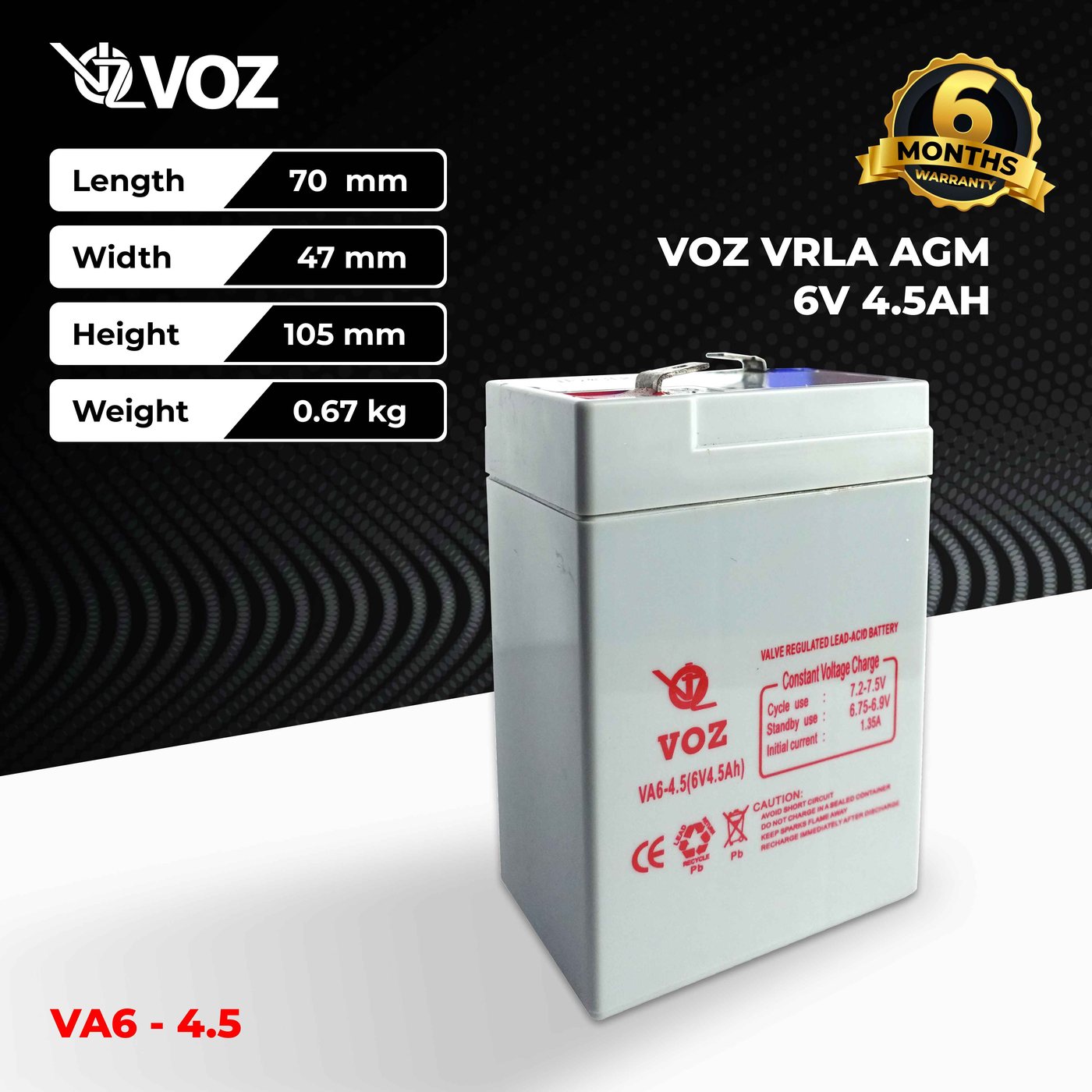 Voz Baterai VRLA 6V 4.5 Ah |Baterai Timbangan |Baterai Lampu Emergency 2