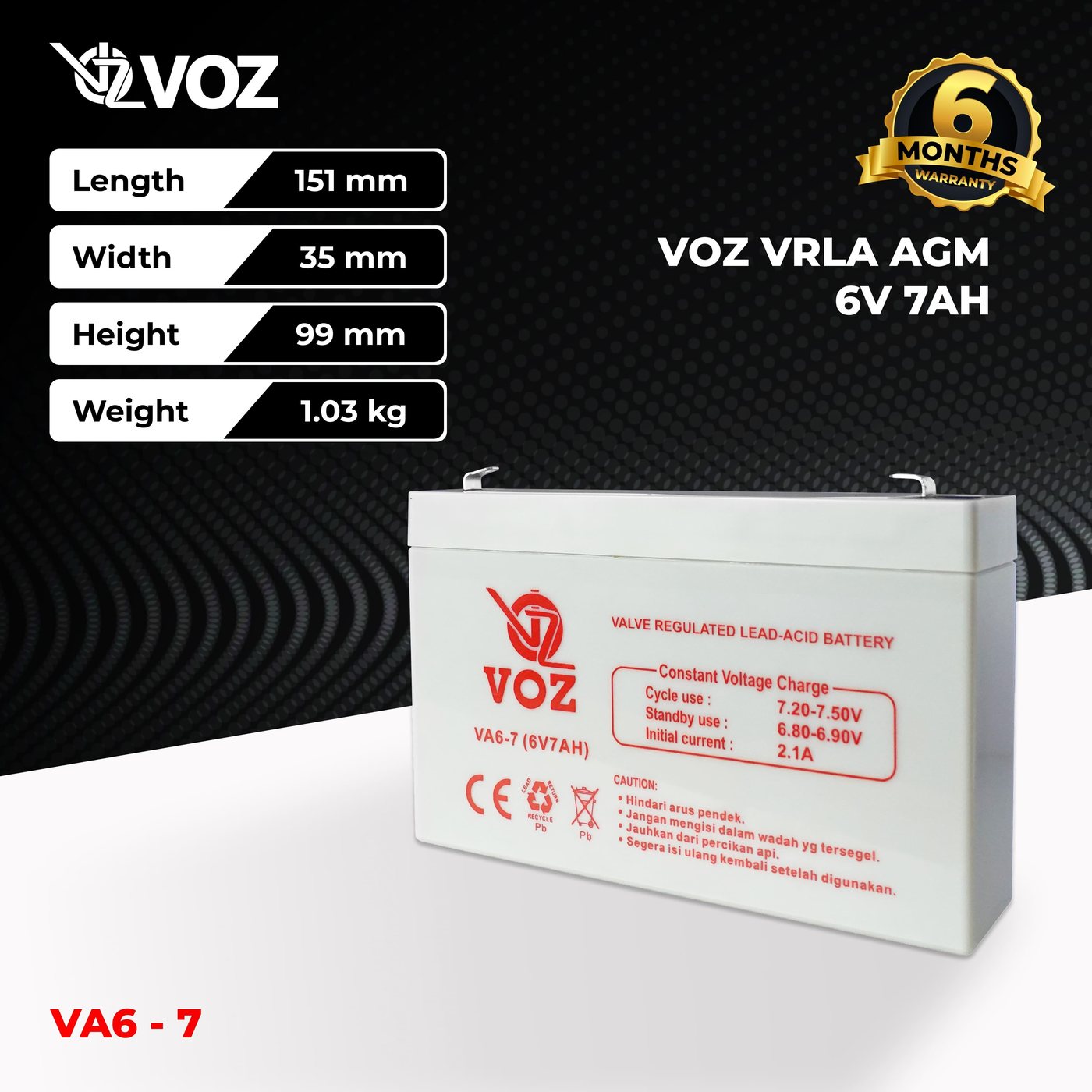 Voz Baterai VRLA 6V 7 Ah |Baterai Mainan Aki 2
