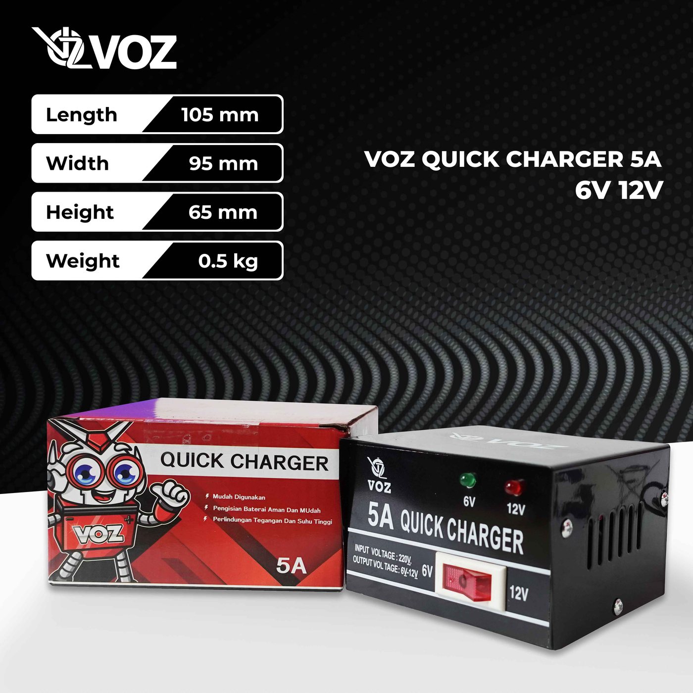 Voz Charger Aki 5A | Charger Aki Motor | Charger Aki 2