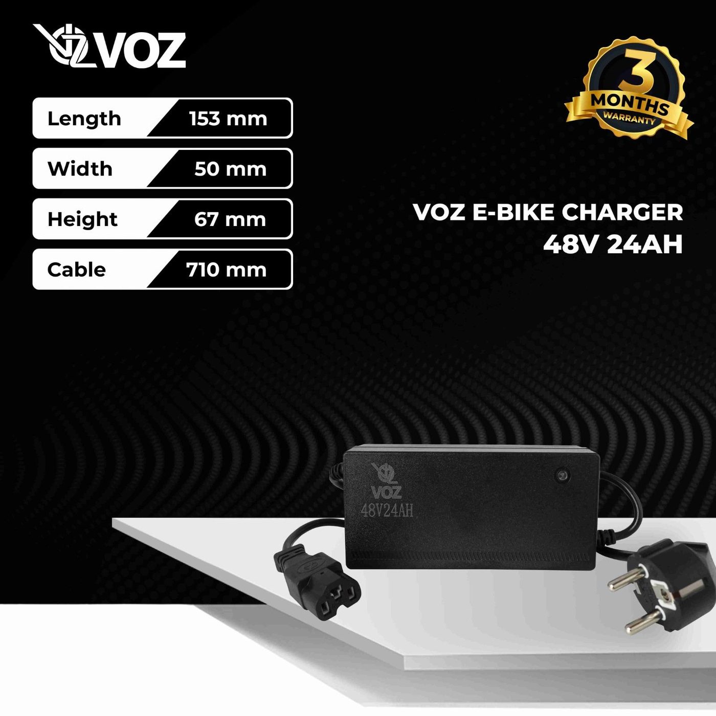 VOZ Charger E-Bike 48V 24Ah | Baterai Charger Sepeda Listrik 48V 24Ah 2