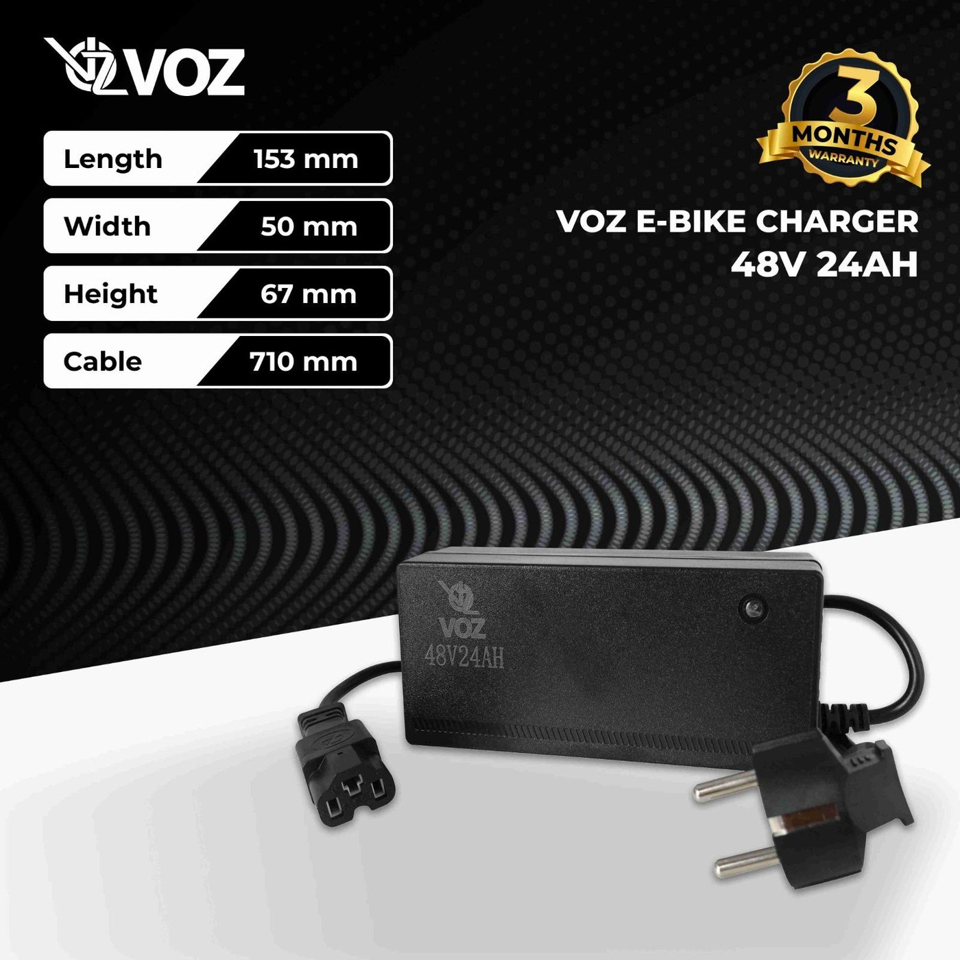 VOZ Charger E-Bike 48V 24Ah | Baterai Charger Sepeda Listrik 48V 24Ah 3