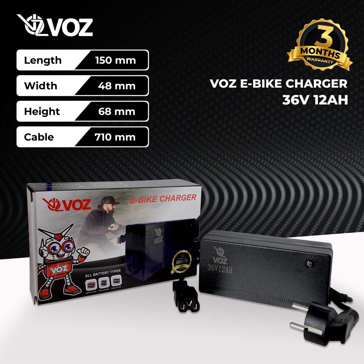 Voz Charger Sepeda Listrik 36V 12 Ah 2