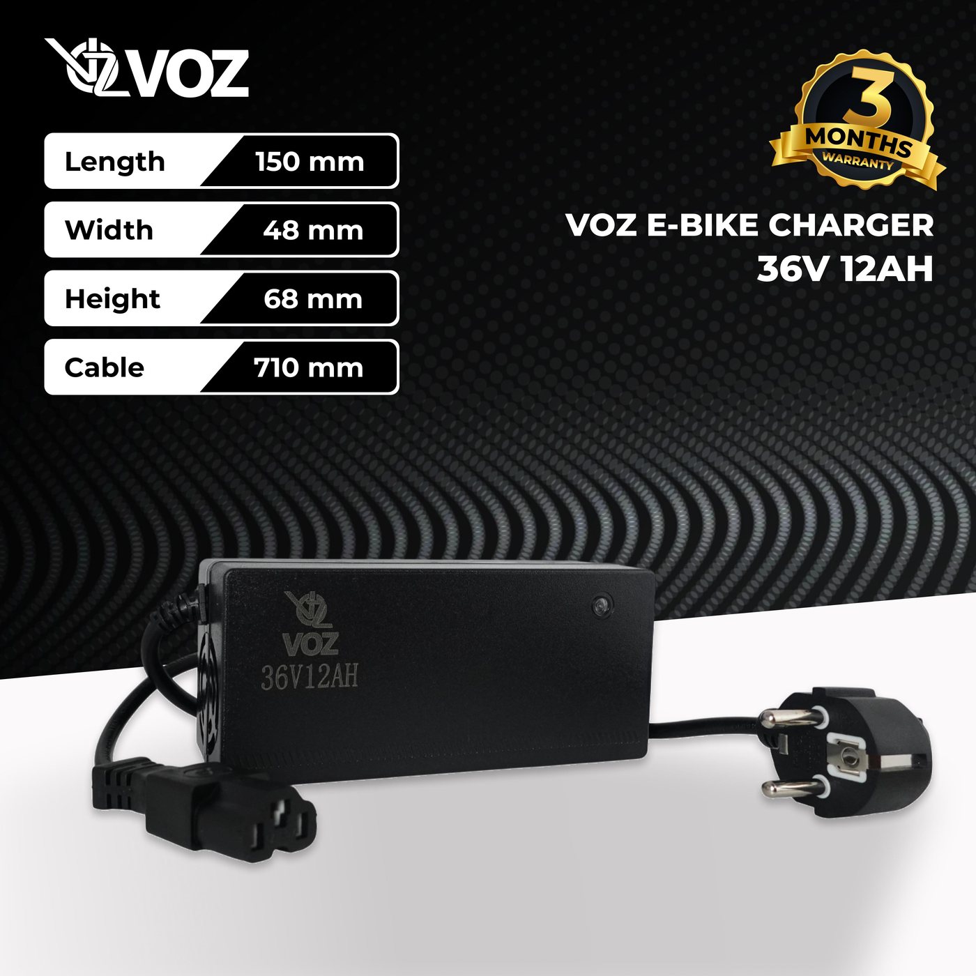 Voz Charger Sepeda Listrik 36V 12 Ah 5