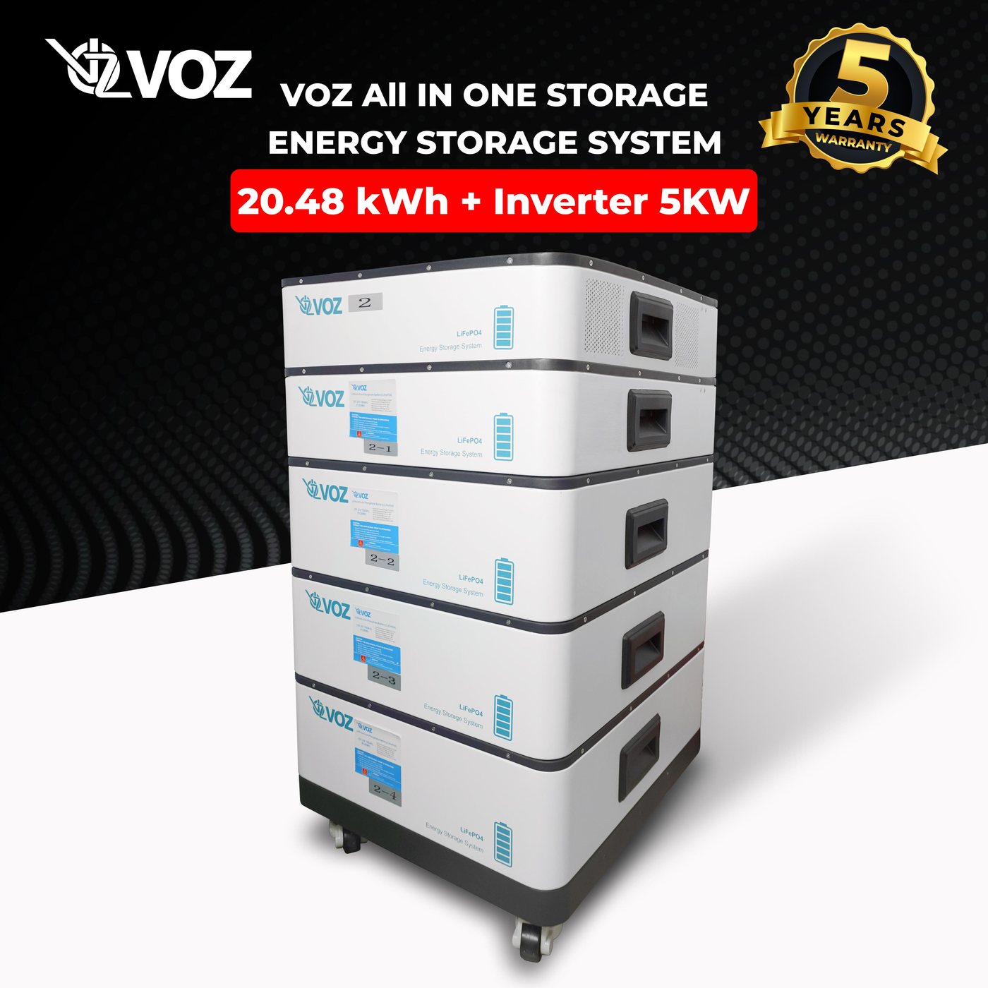 Voz LifePO4 All In One Energy Storage System 5KW Inverter + 20.48kWh