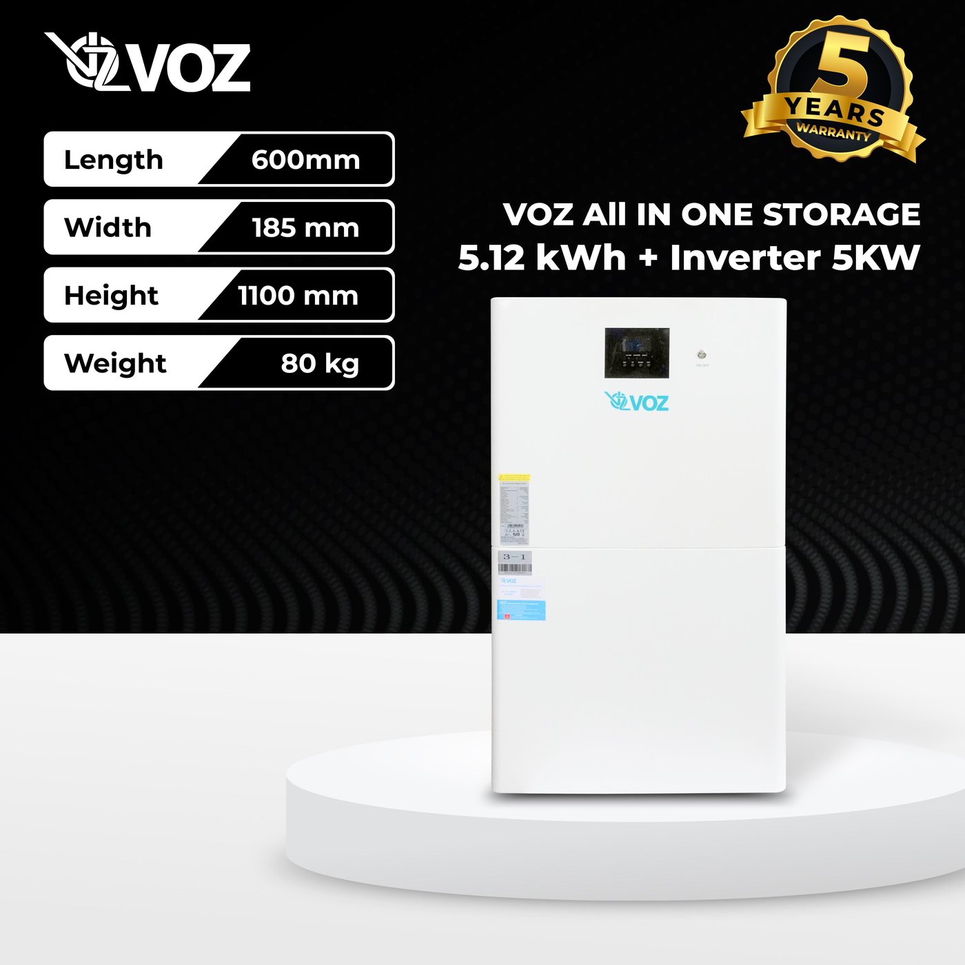 Voz LifePO4 All In One Energy Storage System 5KW Inverter + 5.12kWh