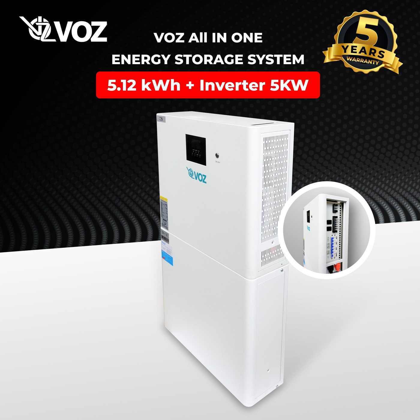 Voz LifePO4 All In One Energy Storage System 5KW Inverter + 5.12kWh 3