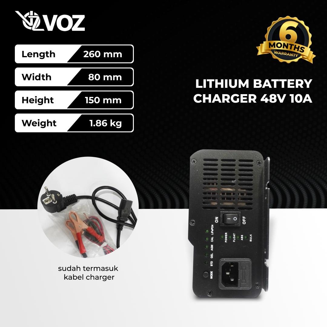 VOZ LITHIUM BATTERY CHARGER 48V 10A | VOZ CHARGER LITHIUM | SMART BATTERY CHARGER 4