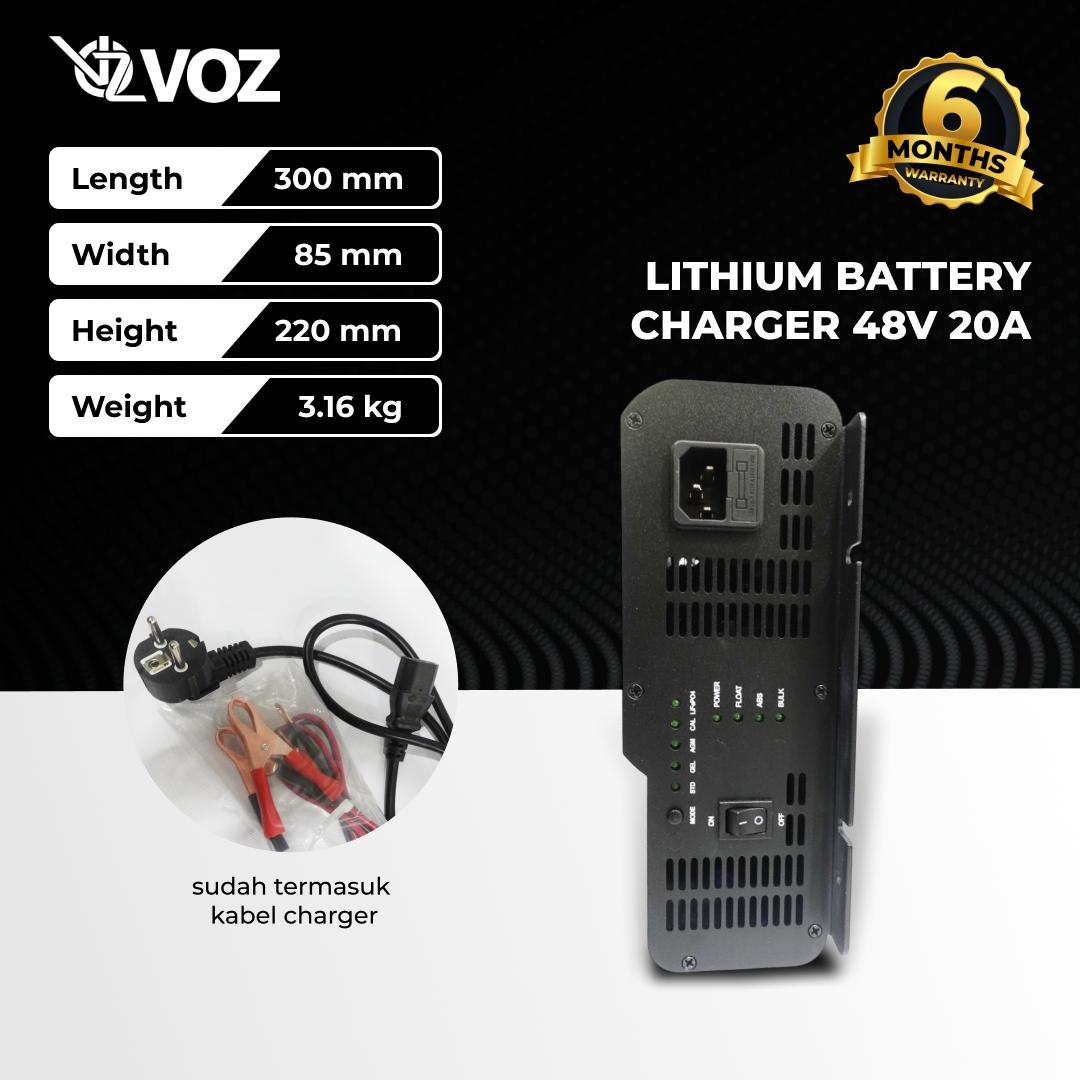 VOZ LITHIUM BATTERY CHARGER 48V 20A | VOZ LITHIUM CHARGER 48V 20A | SMART CHARGER 4