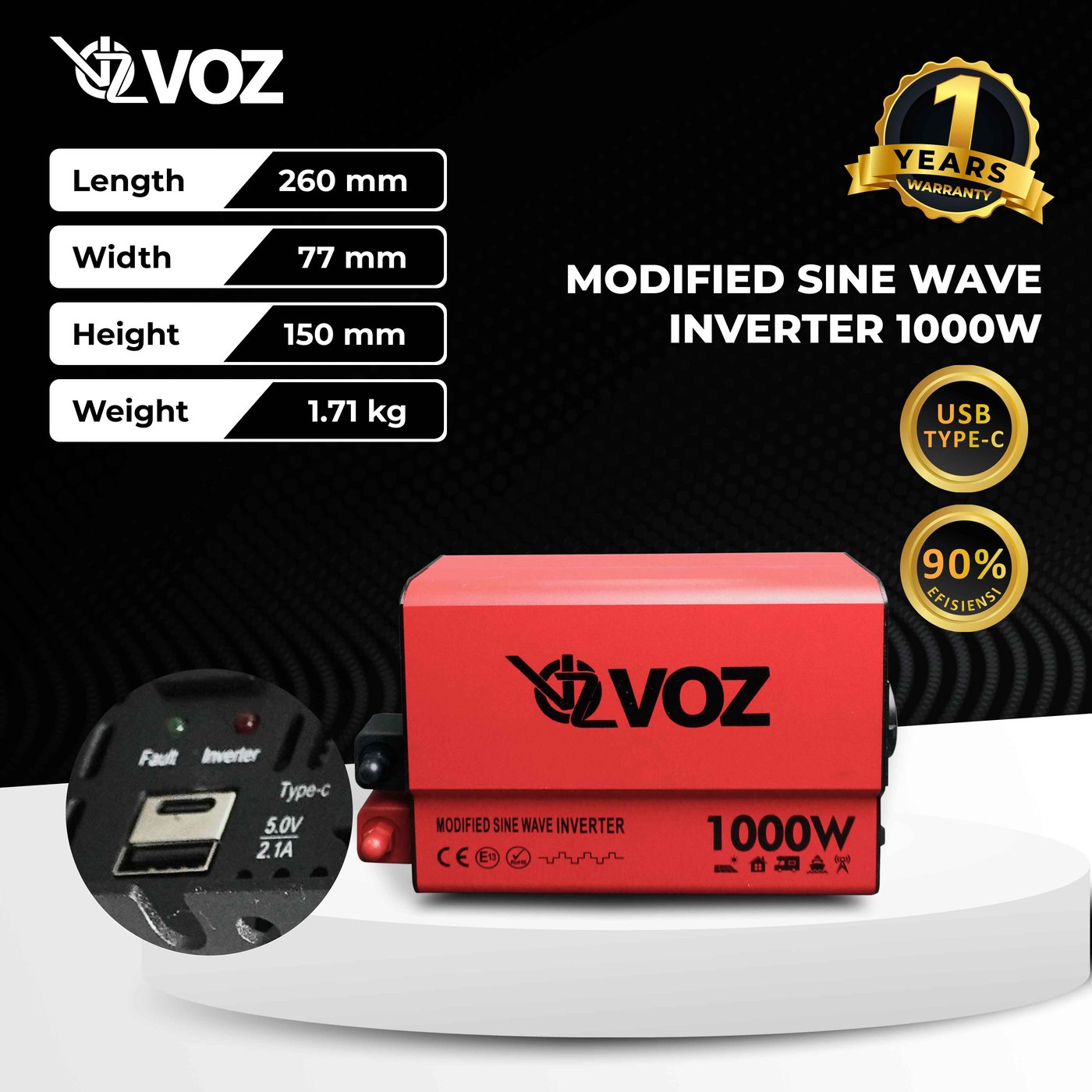 VOZ MODIFIED SINE WAVE INVERTER 1000W