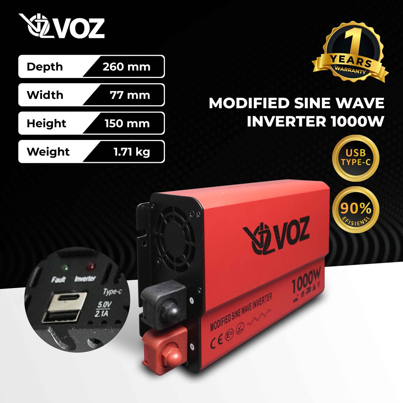 VOZ MODIFIED SINE WAVE INVERTER 1000W 2
