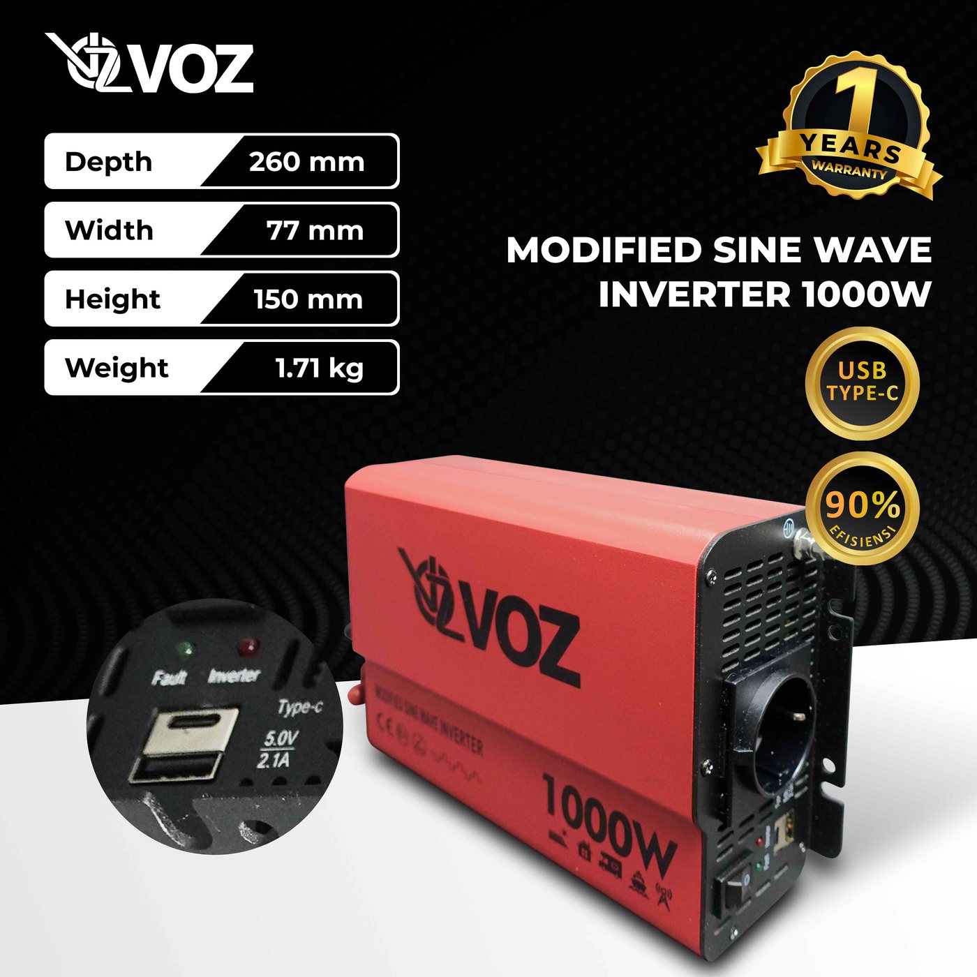 VOZ MODIFIED SINE WAVE INVERTER 1000W 3
