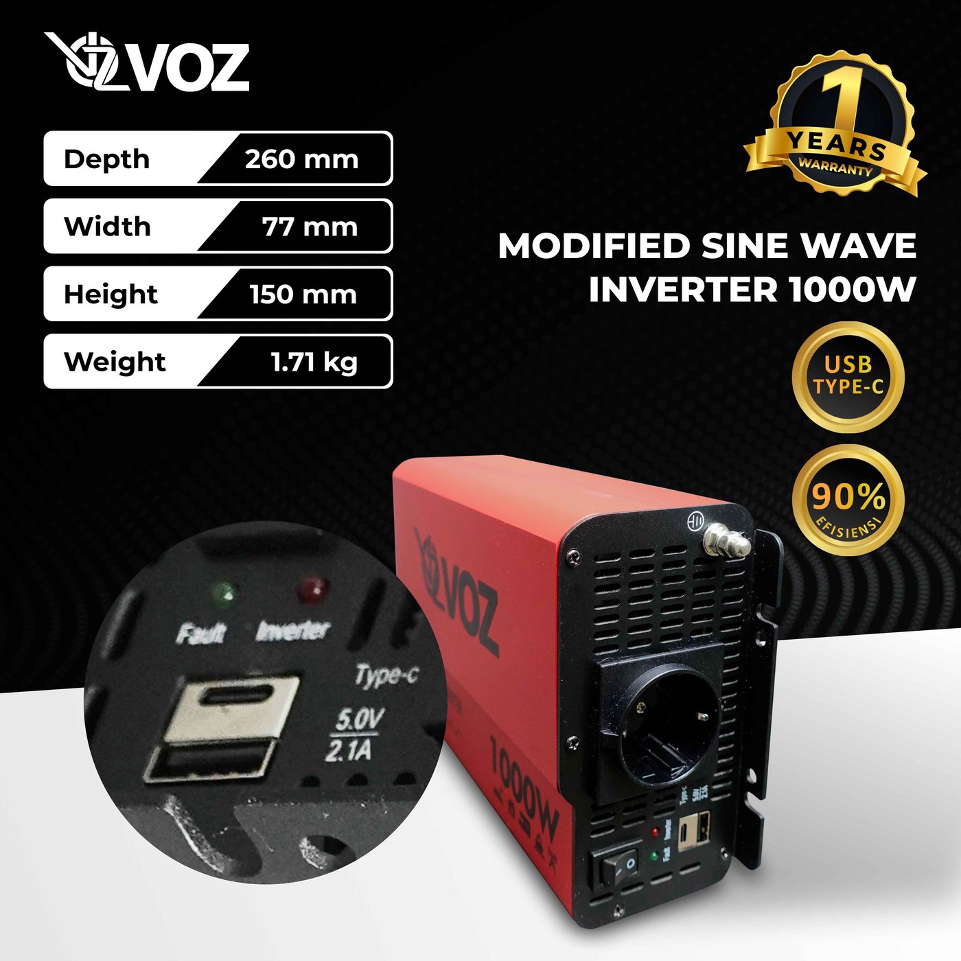 VOZ MODIFIED SINE WAVE INVERTER 1000W 4