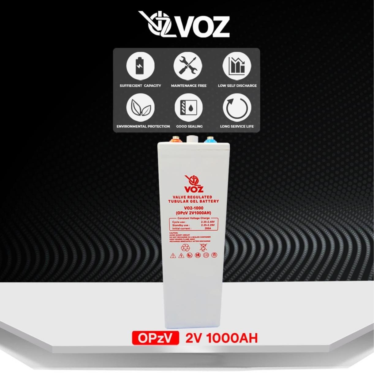 Voz OPZV Tubular Gel Baterai 2V 1000 Ah 5
