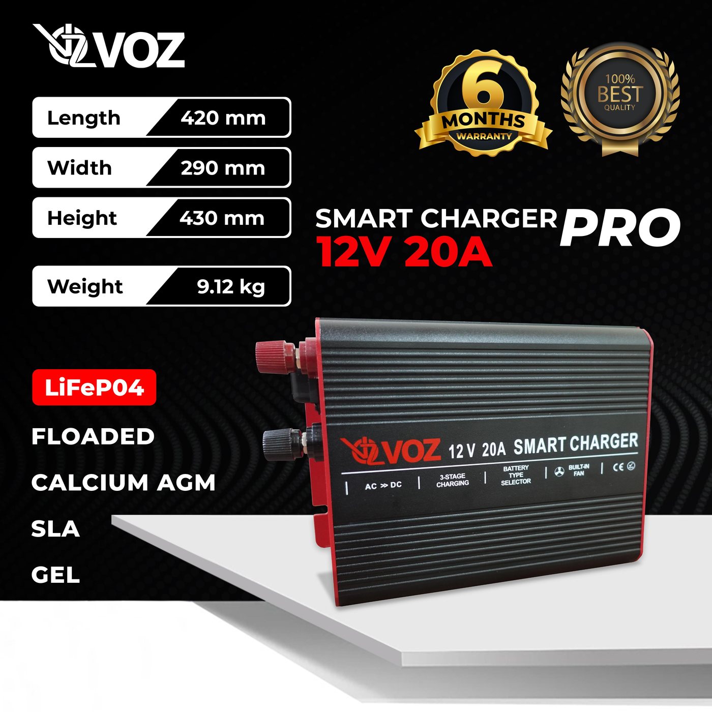 Voz Smart Charger 12V 20A - Charger Baterai Aki