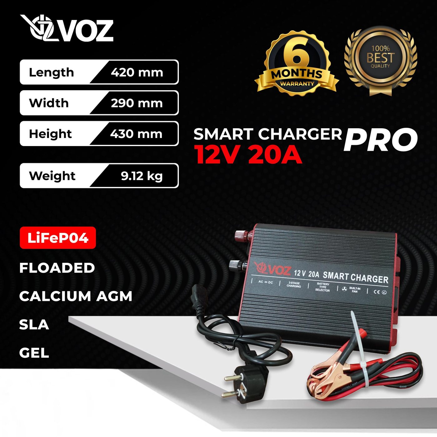 Voz Smart Charger 12V 20A - Charger Baterai Aki 2