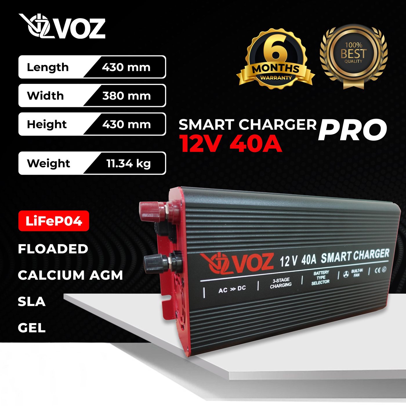 Voz Smart Charger 12V 40A - Charger Baterai Aki