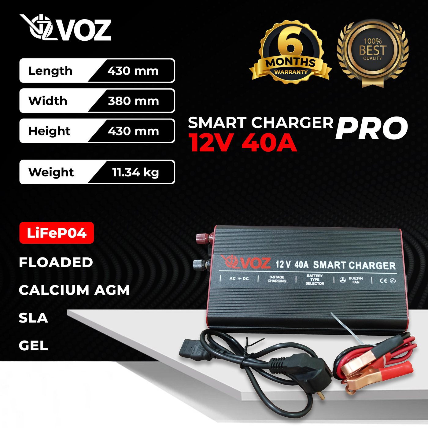 Voz Smart Charger 12V 40A - Charger Baterai Aki 2